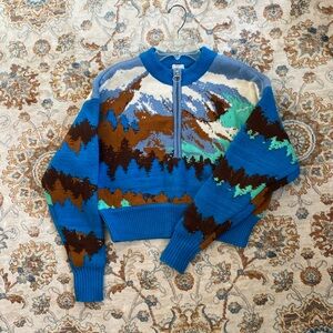 Urban Outfitter Thick quarterzip knit sweater in mountain design size S